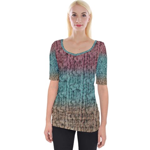 Knitted Wool Ombre 1 Wide Neckline Tee by snowwhitegirl