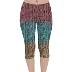 Knitted Wool Ombre 1 Velvet Capri Leggings 