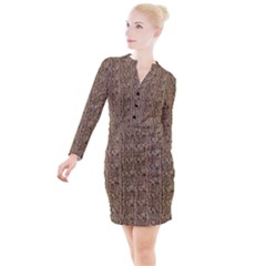 Knitted Wool Brown Button Long Sleeve Dress by snowwhitegirl