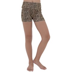 Knitted Wool Brown Kids  Lightweight Velour Yoga Shorts by snowwhitegirl