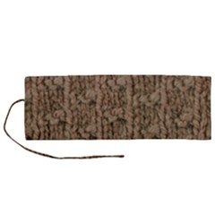 Knitted Wool Brown Roll Up Canvas Pencil Holder (m) by snowwhitegirl