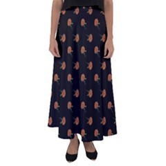 Peach Rose Black Flared Maxi Skirt by snowwhitegirl