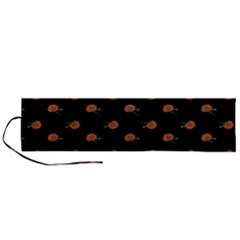 Peach Rose Black Roll Up Canvas Pencil Holder (l)