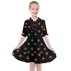 Peach Rose Black Kids  All Frills Chiffon Dress