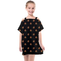 Peach Rose Black Kids  One Piece Chiffon Dress