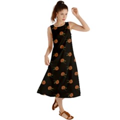 Peach Rose Black Summer Maxi Dress by snowwhitegirl