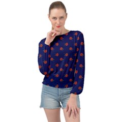 Red Rose Blue Banded Bottom Chiffon Top