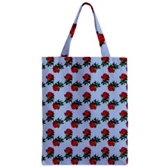 Red Roses Light Blue Zipper Classic Tote Bag by snowwhitegirl