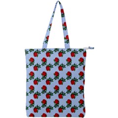 Red Roses Light Blue Double Zip Up Tote Bag by snowwhitegirl