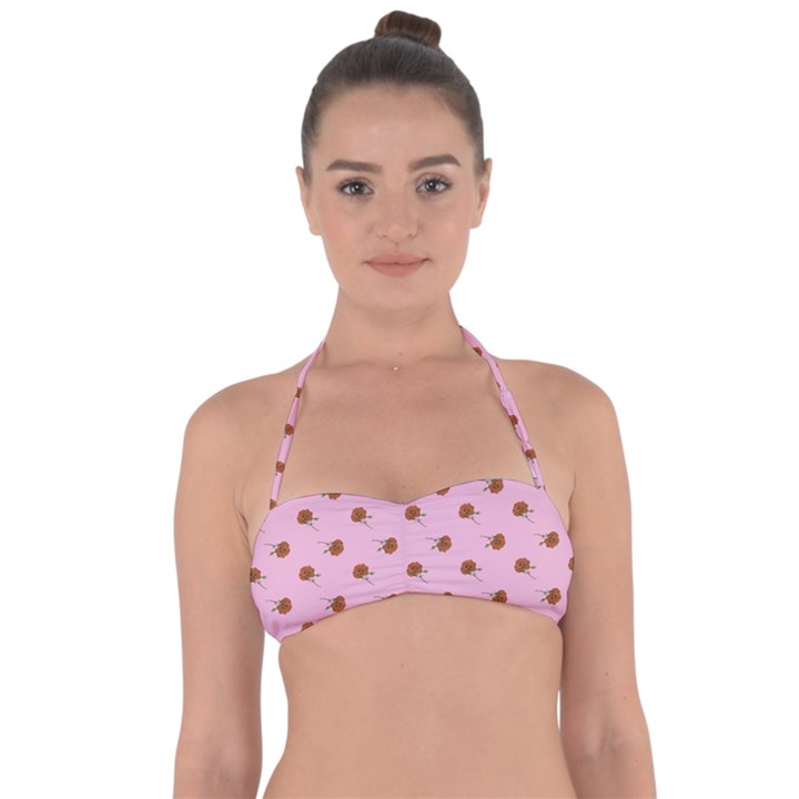 Peach Rose Pink Halter Bandeau Bikini Top