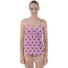 Peach Rose Pink Twist Front Tankini Set by snowwhitegirl