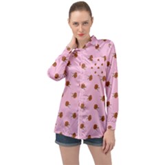 Peach Rose Pink Long Sleeve Satin Shirt