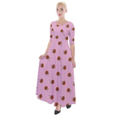 Peach Rose Pink Half Sleeves Maxi Dress