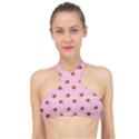 Peach Rose Pink High Neck Bikini Top View1