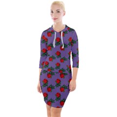 Red Roses Purple Vintage Quarter Sleeve Hood Bodycon Dress by snowwhitegirl