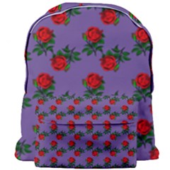 Red Roses Purple Vintage Giant Full Print Backpack by snowwhitegirl