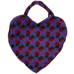 Red Roses Purple Vintage Giant Heart Shaped Tote by snowwhitegirl