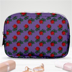 Red Roses Purple Vintage Make Up Pouch (small) by snowwhitegirl