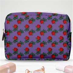 Red Roses Purple Vintage Make Up Pouch (medium) by snowwhitegirl