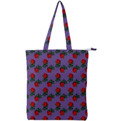 Red Roses Purple Vintage Double Zip Up Tote Bag by snowwhitegirl