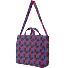 Red Roses Purple Vintage Square Shoulder Tote Bag by snowwhitegirl