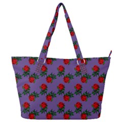 Red Roses Purple Vintage Full Print Shoulder Bag by snowwhitegirl