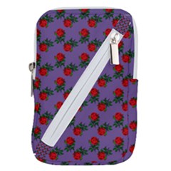 Red Roses Purple Vintage Belt Pouch Bag (small)