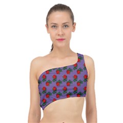 Red Roses Purple Vintage Spliced Up Bikini Top 