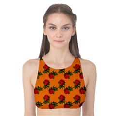 Red Roses Orange Tank Bikini Top by snowwhitegirl