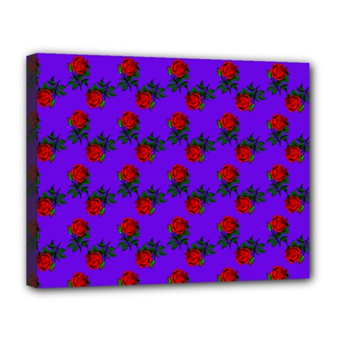 Red Roses Blue Purple Canvas 14  X 11  (stretched) by snowwhitegirl