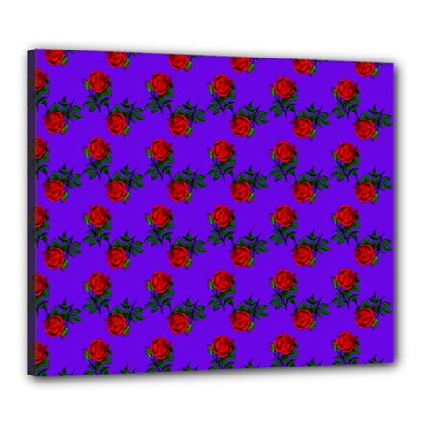 Red Roses Blue Purple Canvas 24  X 20  (stretched) by snowwhitegirl