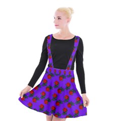 Red Roses Blue Purple Suspender Skater Skirt by snowwhitegirl