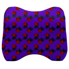 Red Roses Blue Purple Velour Head Support Cushion by snowwhitegirl