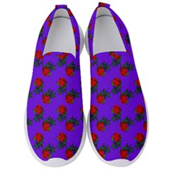 Red Roses Blue Purple Men s Slip On Sneakers by snowwhitegirl