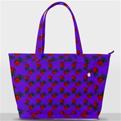 Red Roses Blue Purple Back Pocket Shoulder Bag 