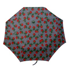 Red Roses Grey Folding Umbrellas by snowwhitegirl