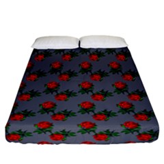 Red Roses Grey Fitted Sheet (california King Size) by snowwhitegirl