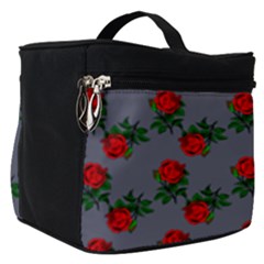 Red Roses Grey Make Up Travel Bag (small) by snowwhitegirl