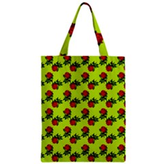 Red Roses Lime Green Zipper Classic Tote Bag by snowwhitegirl