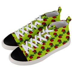 Red Roses Lime Green Men s Mid-top Canvas Sneakers by snowwhitegirl