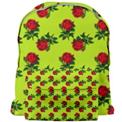 Red Roses Lime Green Giant Full Print Backpack by snowwhitegirl