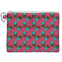 Blue Roses Pink Canvas Cosmetic Bag (xxl) by snowwhitegirl