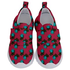 Blue Roses Pink Kids  Velcro No Lace Shoes by snowwhitegirl