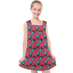 Blue Roses Pink Kids  Cross Back Dress by snowwhitegirl