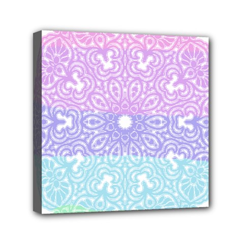 Vintage Pastel Mandala White Mini Canvas 6  X 6  (stretched) by snowwhitegirl