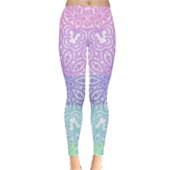 Vintage Pastel Mandala White Leggings  by snowwhitegirl