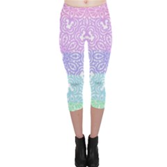 Vintage Pastel Mandala White Capri Leggings  by snowwhitegirl