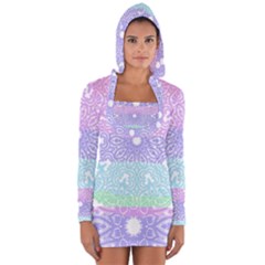 Vintage Pastel Mandala White Long Sleeve Hooded T-shirt by snowwhitegirl