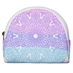 Vintage Pastel Mandala White Horseshoe Style Canvas Pouch