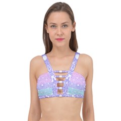 Vintage Pastel Mandala White Cage Up Bikini Top